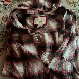 Forever 21 Red and Black Plaid flannel (thin) Medium